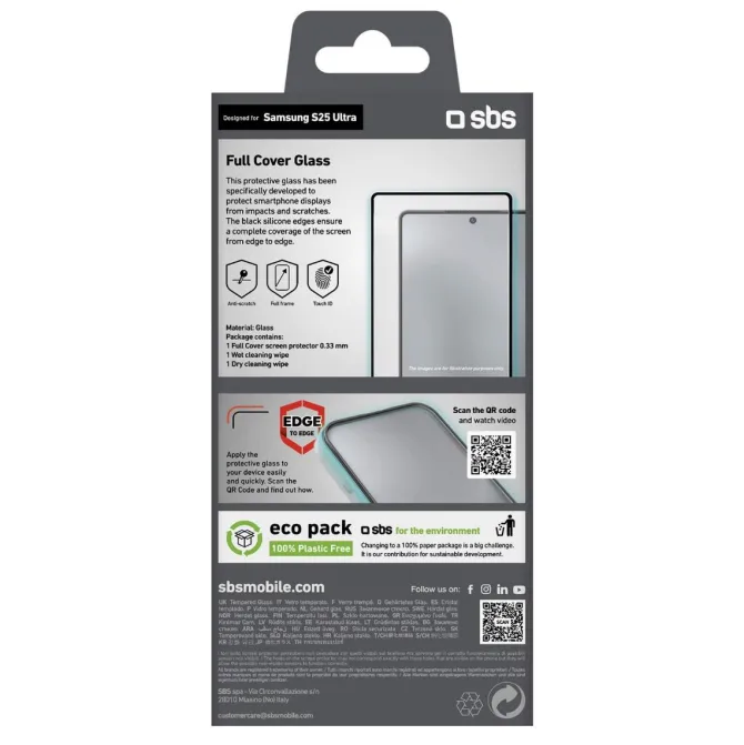SBS - Pellicola in vetro TESCRFCSAS25U per Samsung S25 Ultra