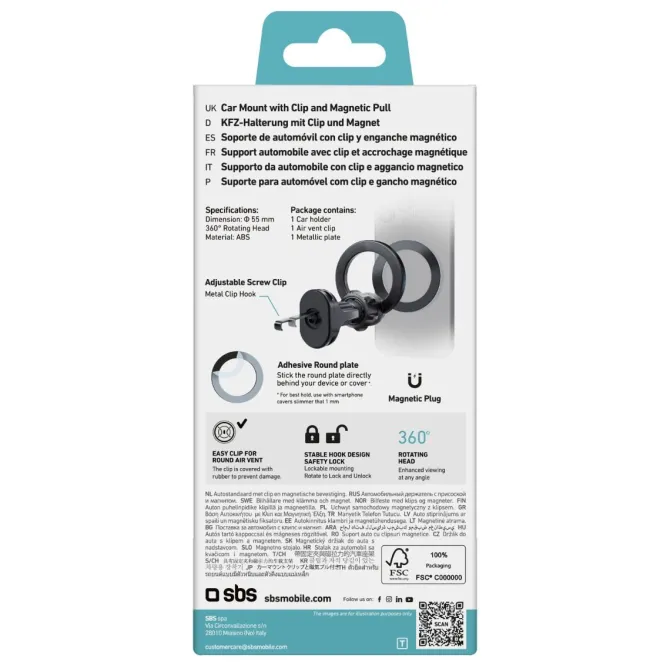 SBS - Supporto auto MagSafe TESUPMAGRING - Nero