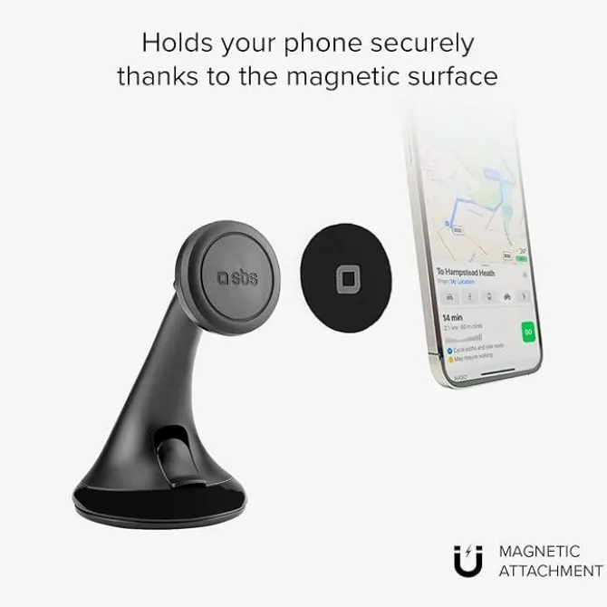 SBS Supporto Magnetico da Parabrezza o Cruscotto, Universale per Cellulari