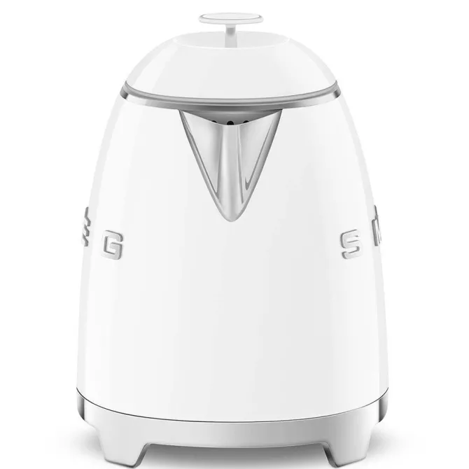 Smeg, Bollitore Elettrico Piccolo KLF05WHEU 0,8 L, Filtro in Acciaio Inox, Autospegnimento di Sicurezza, Indicatore Livello di Acqua, Base Antiscivolo e Avvolgicavo Integrato, Potenza 1400W, Bianco