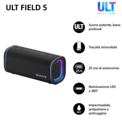 SONY - SRSULT50B.CE7 Speaker portatile Wireless Bluetooth 5.3, USB, SUONO ULT POWER SOUND - Nero