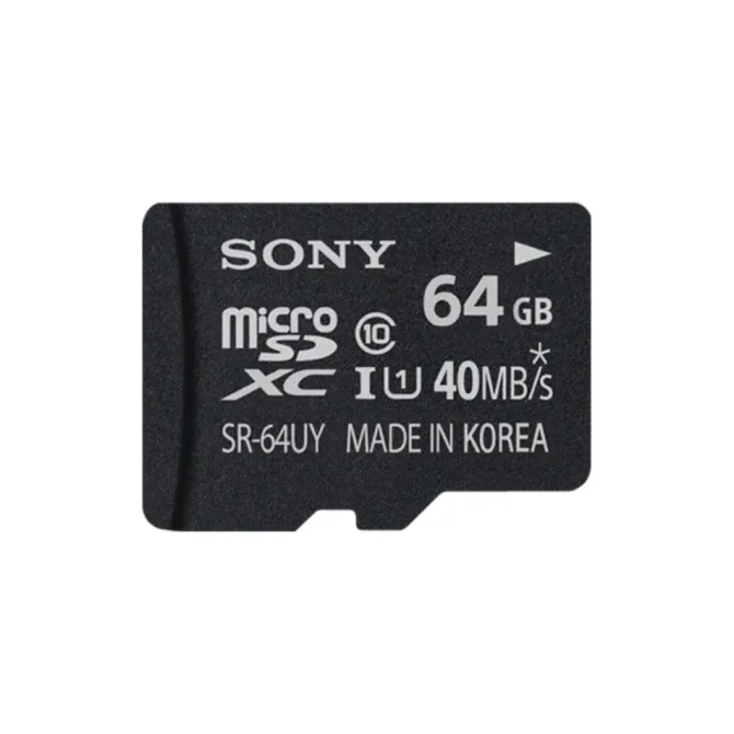 Sony SR64UYA Scheda Micro SD HC, UHS-I, Classe 10, 64 GB, con Adattatore, Nero
