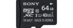 Sony SR64UYA Scheda Micro SD HC, UHS-I, Classe 10, 64 GB, con Adattatore, Nero