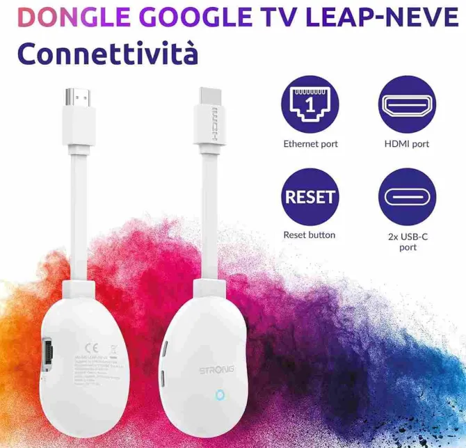 Strong LEAP NEVE dongle Smart TV 4K Ultra HD Android Bianco