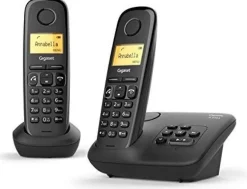 Telefono cordless Gigaset A270 Duo con Vivavoce Ampio Display e Indicazione Data Nero