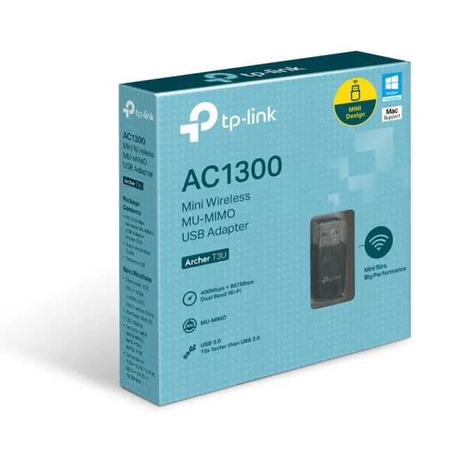 TP-Link Archer T3U Adattatore USB Wi-Fi AC1300 Dual Band MU-MIMO Nero