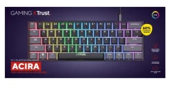 TRUST - GXT867 ACIRA 60% Tastiera da Gaming, tasti Fn multifunzionali, RGB, Connessione USB, 16,8 milioni di colori,