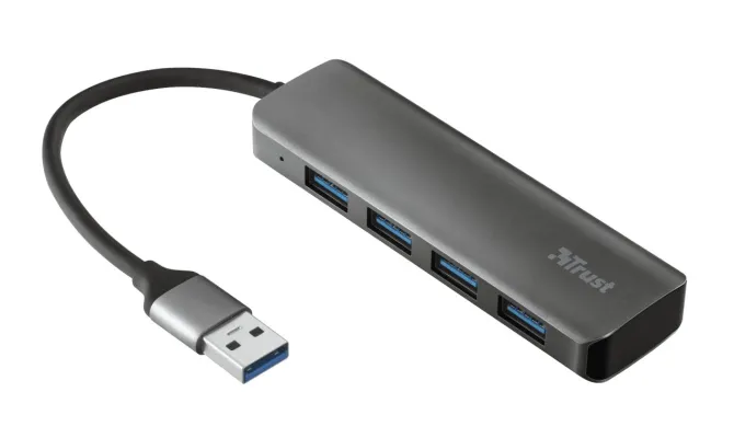 Trust Halyx Aluminium 4-Port USB 3.2 Hub USB-A 3.1 Gen 1 4x USB-A 3.2 Gen 1 Grigio