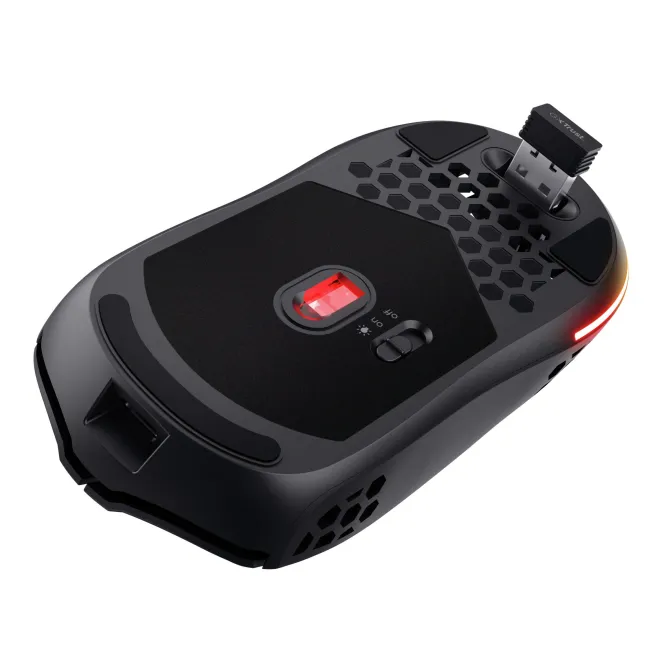 TRUST - Mouse Gaming Nido d'ape multicolore GXT929 HELOX WIRELESS LIGHTWEIGHT, 6 pulsanti, 75 grammi, Batteria ricaricabile - Nero