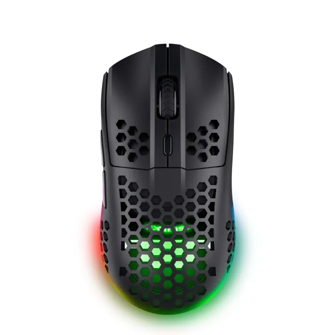 TRUST - Mouse Gaming Nido d'ape multicolore GXT929 HELOX WIRELESS LIGHTWEIGHT, 6 pulsanti, 75 grammi, Batteria ricaricabile - Nero