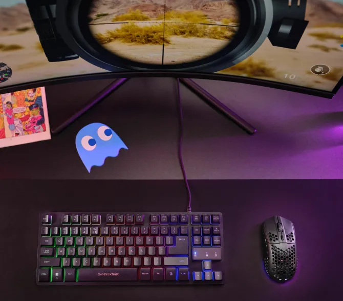 TRUST - Mouse Gaming Nido d'ape multicolore GXT929 HELOX WIRELESS LIGHTWEIGHT, 6 pulsanti, 75 grammi, Batteria ricaricabile - Nero