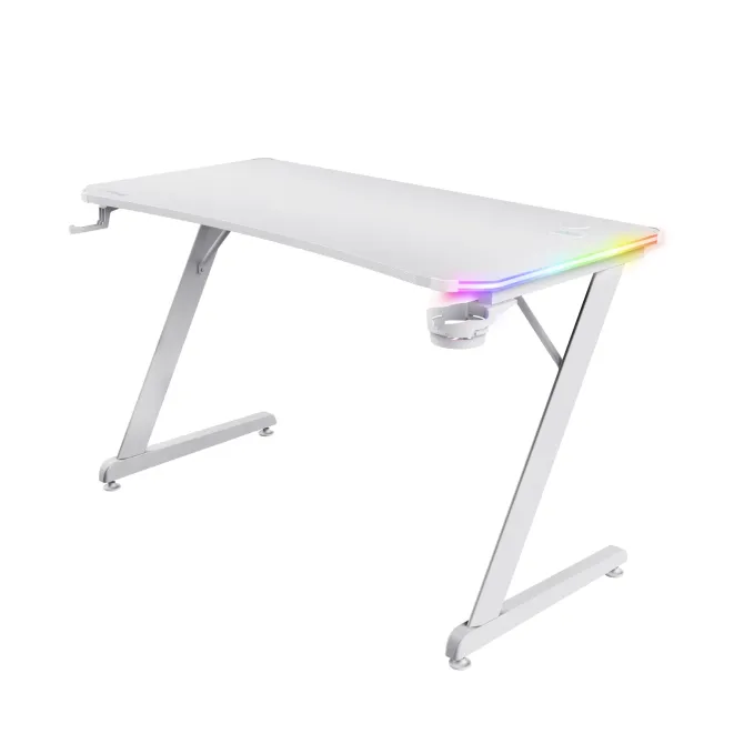 TRUST - Scrivania gaming illuminata a LED GXT709W, Luminus RGB, 120x60x76 cm, legno certificato FSC®