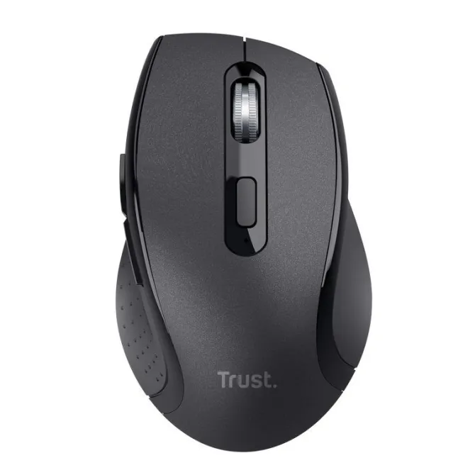 TRUST - SURA COMFORTABLE Mouse Wireless, 6 Pulsanti, Rotella di Scorrimento, 2 direzioni, risoluzione DPI 1200 - Nero