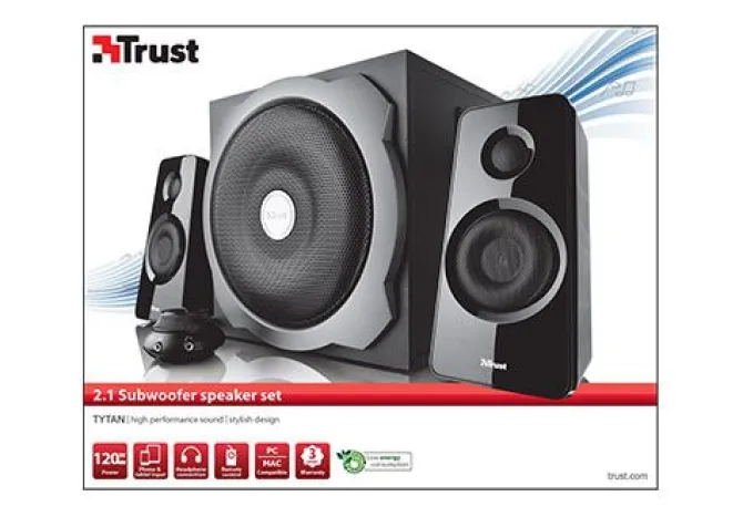 Trust Tytan 2.1 Subwoofer Speaker Set, Set di altoparlanti 2.1, 60W RMS - Nero