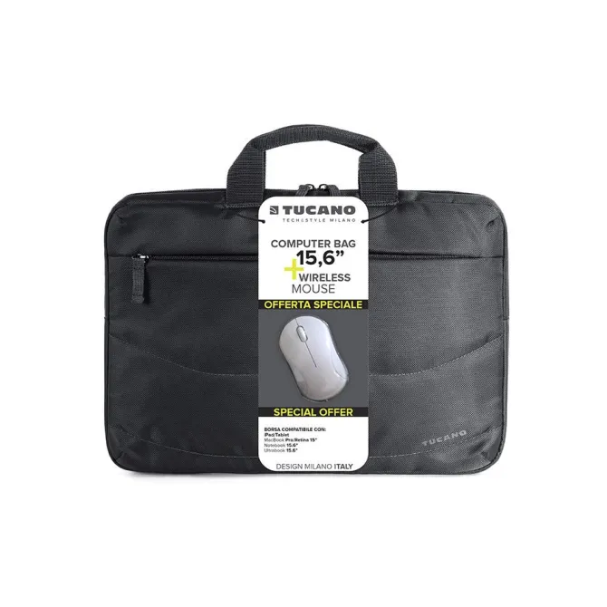 TUCANO - Borsa 15.6" per notebook + mouse - Nero