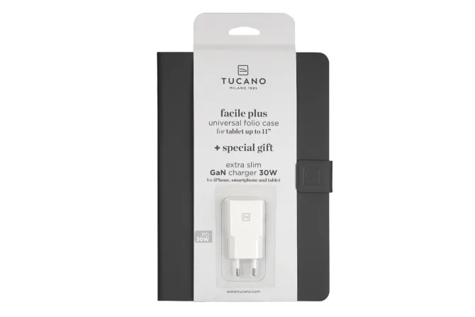 TUCANO - FACILE PLUS Cover per tablet, ebook e palmari, compatibilità universale - Nero