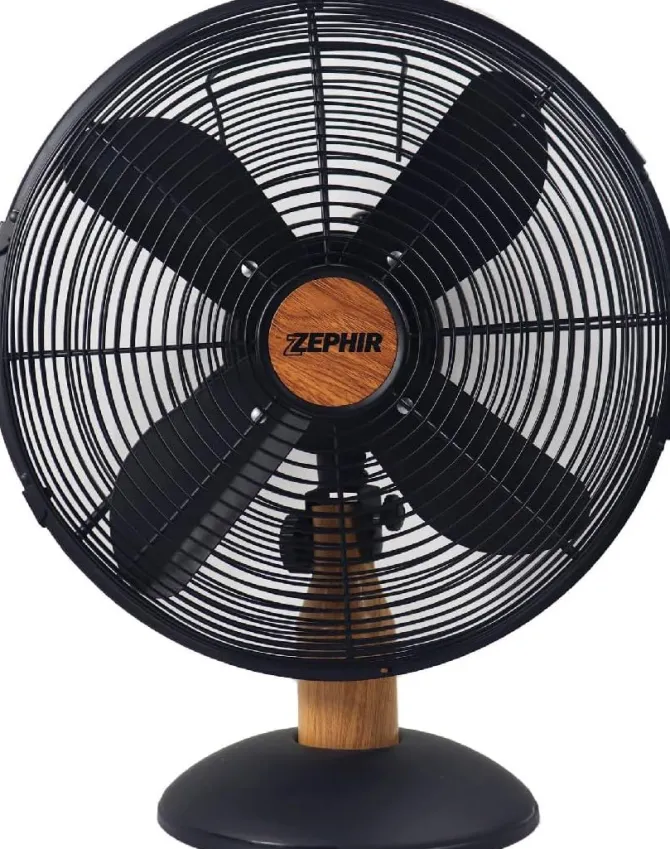 Westim PL40LE Ventilatore da Tavolo, 4 Pale Diametro 40 cm - Alluminio effetto legno