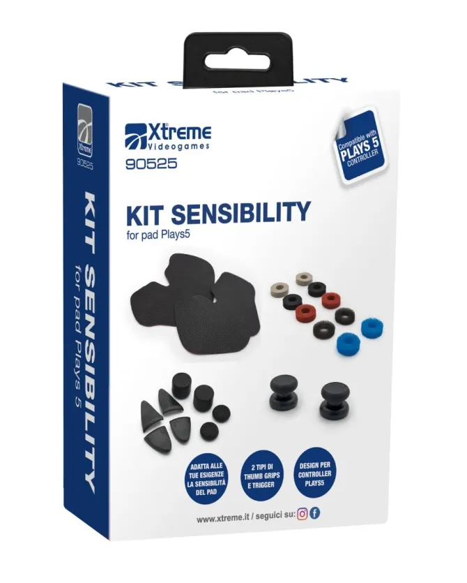 XTREME - KIT SENSIBILITY per DualSense, 2 stickers antiscivolo, 10 anelli in spugna, set trigger e thumb grips -nero