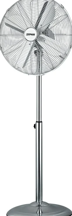 ZEPHIR - F40CR Ventilatore a Piantana 40 cm, 50 Watt, 4 pale, 3 velocità, Oscillante - Acciaio