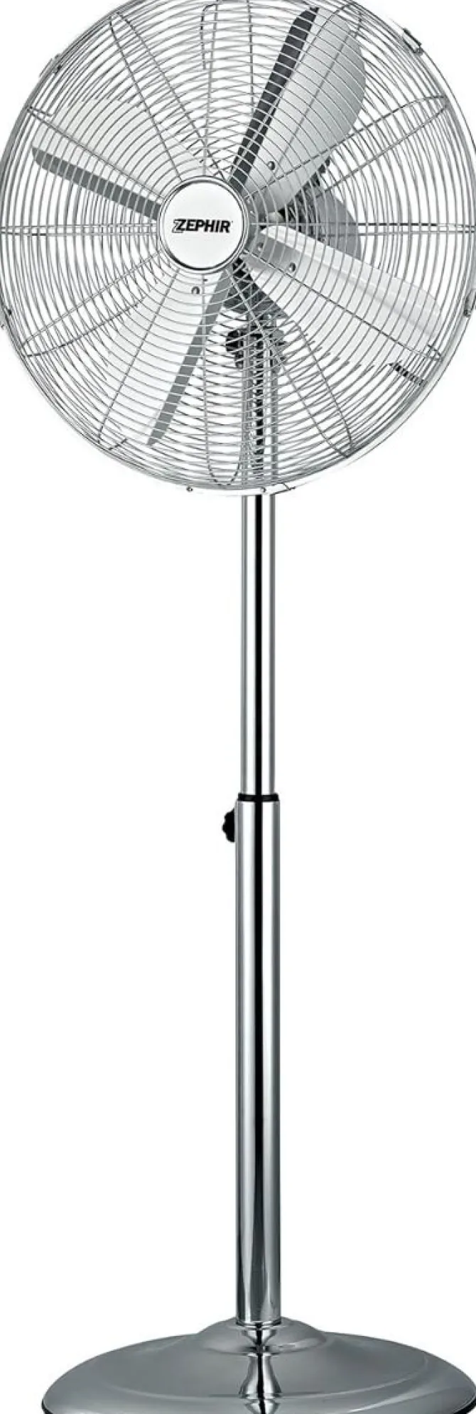 ZEPHIR - F40CR Ventilatore a Piantana 40 cm, 50 Watt, 4 pale, 3 velocità, Oscillante - Acciaio