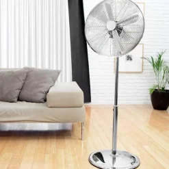 ZEPHIR - F40CR Ventilatore a Piantana 40 cm, 50 Watt, 4 pale, 3 velocità, Oscillante - Acciaio