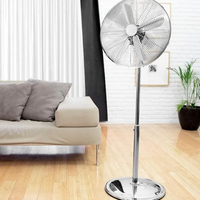 ZEPHIR - F40CR Ventilatore a Piantana 40 cm, 50 Watt, 4 pale, 3 velocità, Oscillante - Acciaio
