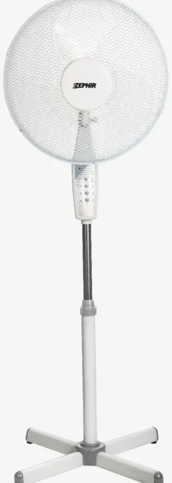 ZEPHIR - PBA42TLC Ventilatore a Piantana 45 Watt, 3 pale, 3 velocità, Base oscillante, Timer - Bianco