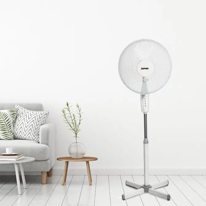 ZEPHIR - PBA42TLC Ventilatore a Piantana 45 Watt, 3 pale, 3 velocità, Base oscillante, Timer - Bianco