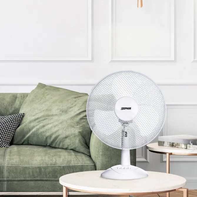 ZEPHIR - PBI40 Ventilatore a Piantana 45 Watt, 3 pale, 3 Velocità, 125 cm, Angolo di ventilazione regolabile - Bianco