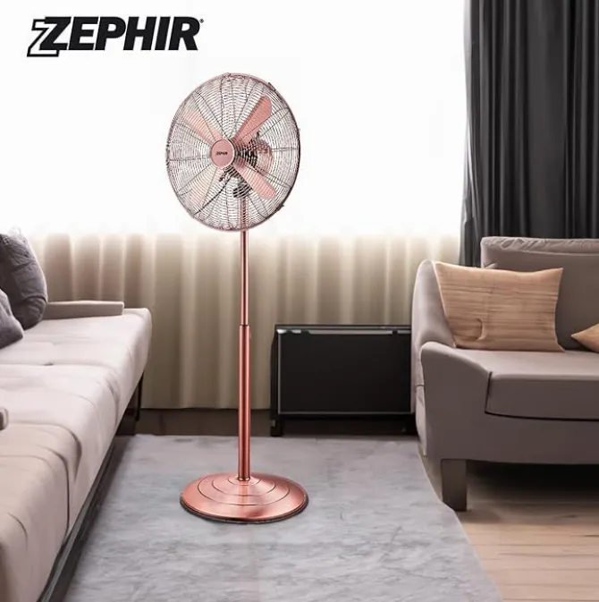 ZEPHIR - PFV41BR - Ventilatore a Piantana, Bronzo, 50 Watt, 4 pale, 3 velocità , base oscillante, altezza regolabile max 140 cm - Metallo