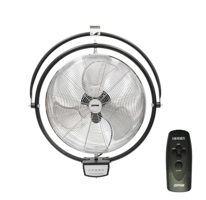 ZEPHIR - ZVI50CM Ventilatore da muro 50 cm con telecomando, 115 watt, 3 velocità, 3 pale oscillanti in alluminio, cavo 2 metri