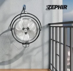 ZEPHIR - ZVI50CM Ventilatore da muro 50 cm con telecomando, 115 watt, 3 velocità, 3 pale oscillanti in alluminio, cavo 2 metri